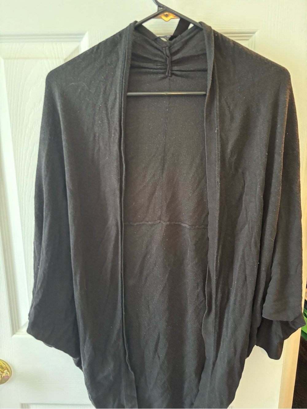 White House Black Market Black Draped Open-Front Cape Cardigan